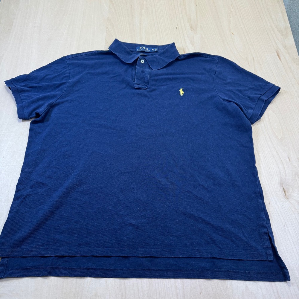 Ralph Lauren Polo Shirt Mens XL Navy Blue Custom Fit Embroidered Pony Casual